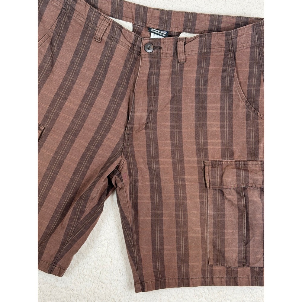 Patagonia Mens 33 Brown Striped Organic Cotton Cargo Shorts